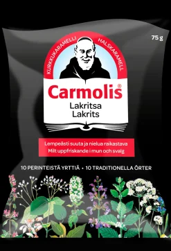 Carmolis Lakritsi yrttikaramelli 72 g