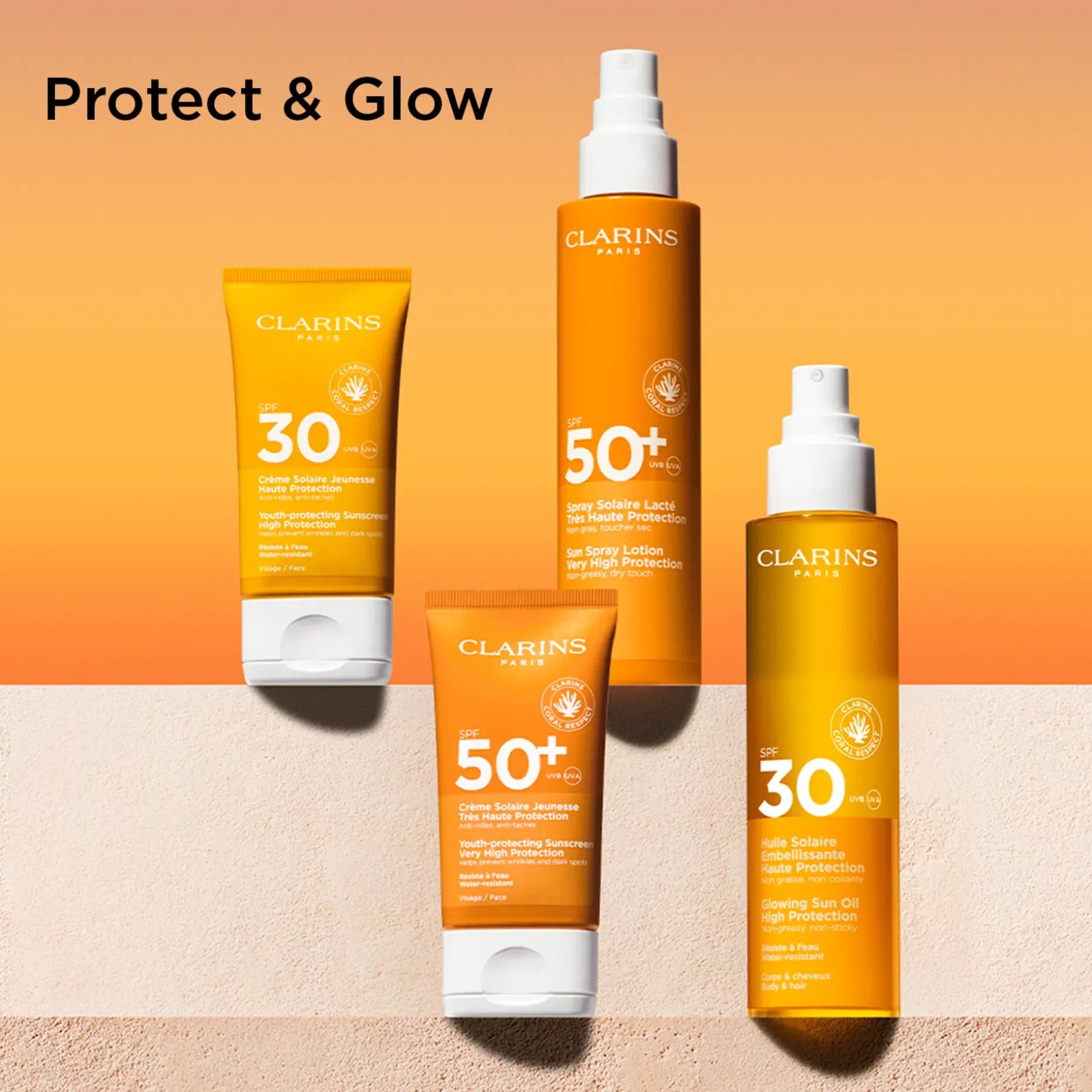 Clarins Glowing Sun Oil SPF 30 for body & hair aurinkosuojaöljy 150 ml