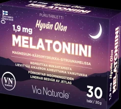 Hyvän Olon Melatoniini 1,9 mg+Magnesium-Kärsimyskukka-Sitruunamelissa 30tabl Via Naturale