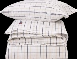 Lexington Poplin pussilakana 150x210cm valkoinen/beige/tummansininen