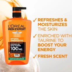 L'Oréal Paris Men Expert Hydra Energetic suihkugeeli normaalille iholle 1000 ml