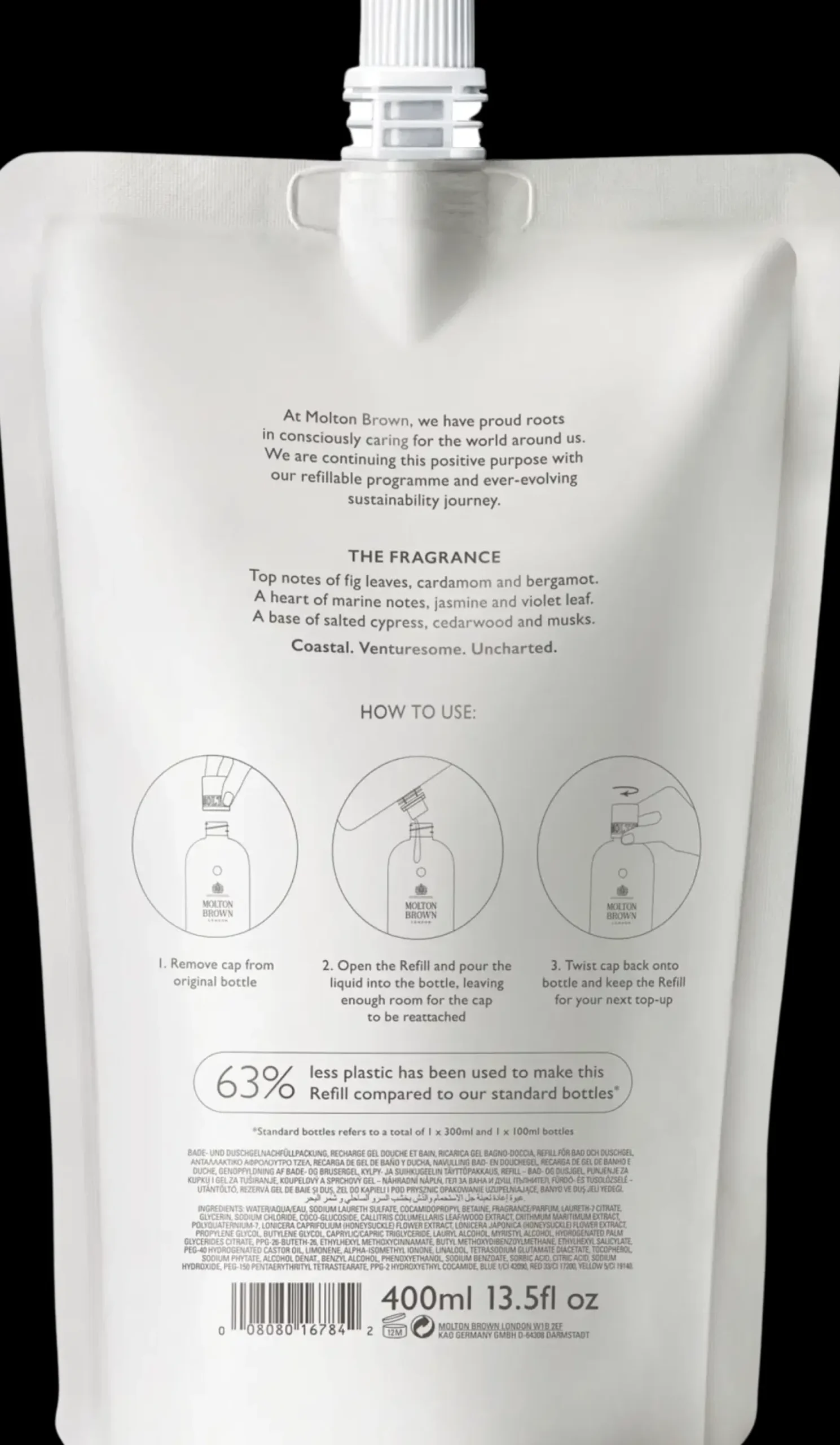 Molton Brown Coastal Cypress & Sea Fennel Bath & Shower Gel Refill suihkugeelin täyttöpakkaus 400 ml