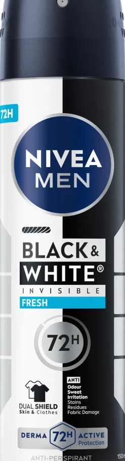 NIVEA MEN 150ml Black & White Invisible Fresh Deo Spray -antiperspirantti