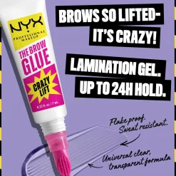 NYX Professional Makeup The Brow Glue Crazy Lift Pitkäkestoinen Kulmageeli 01 Transparent 7 ml