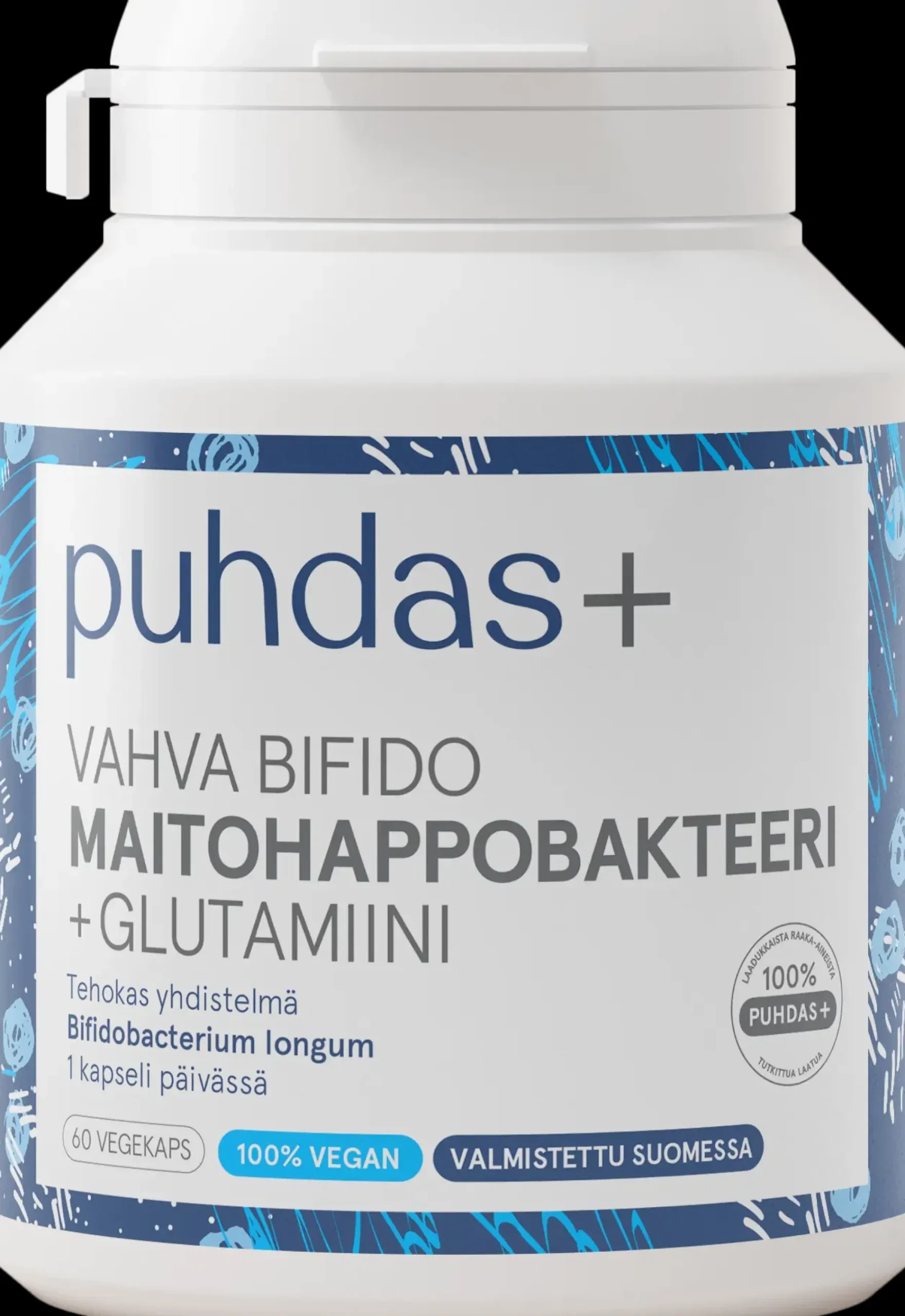 Puhdas+ Vahva Bifido Maitohappobakteeri + glutamiini 60 vegekaps