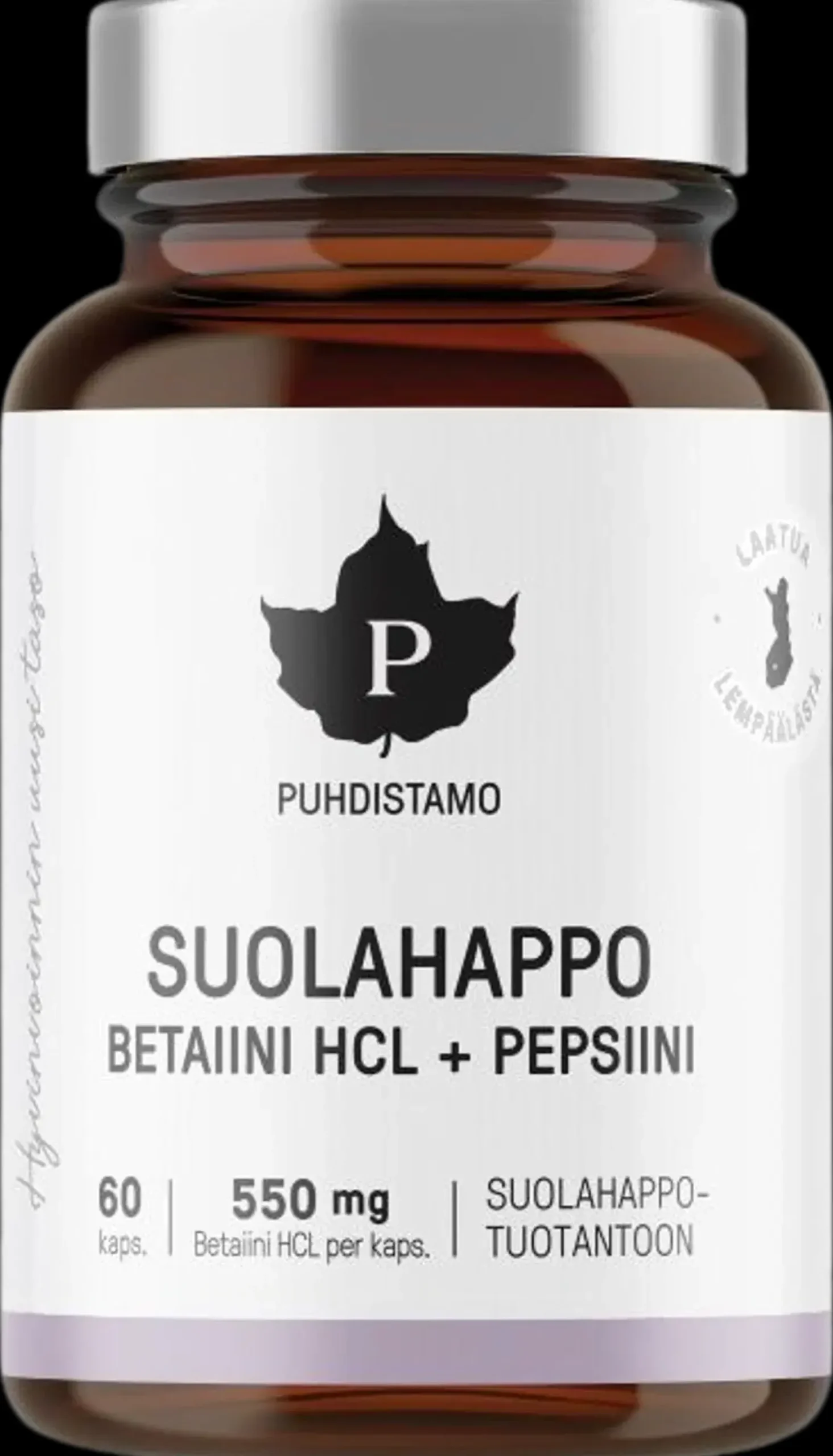 Puhdistamo Betaine HCL -suolahappo 60 kapselia