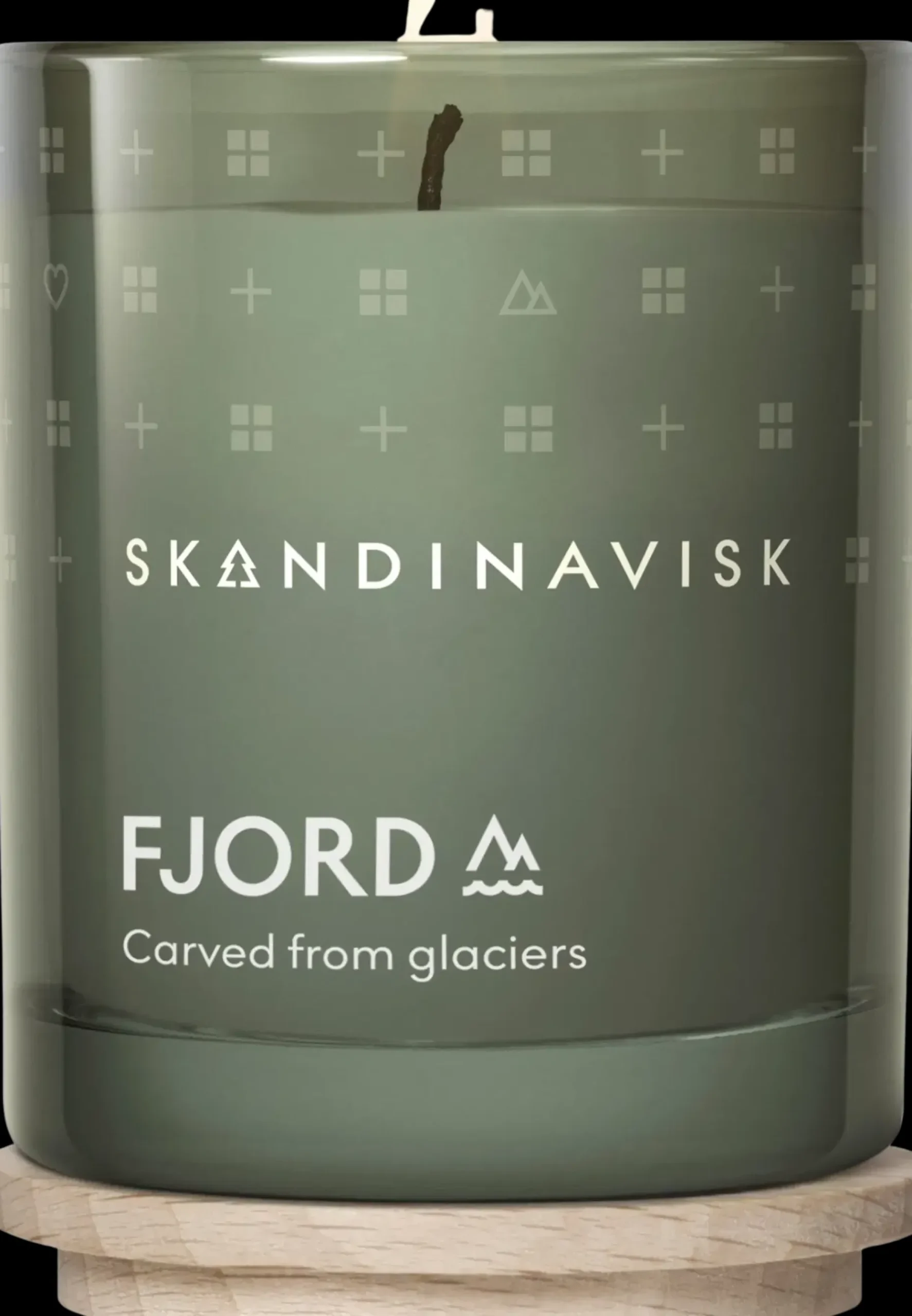 Skandinavisk FJORD Tuoksukynttilä puukannella 65g, vaaleanvihreä