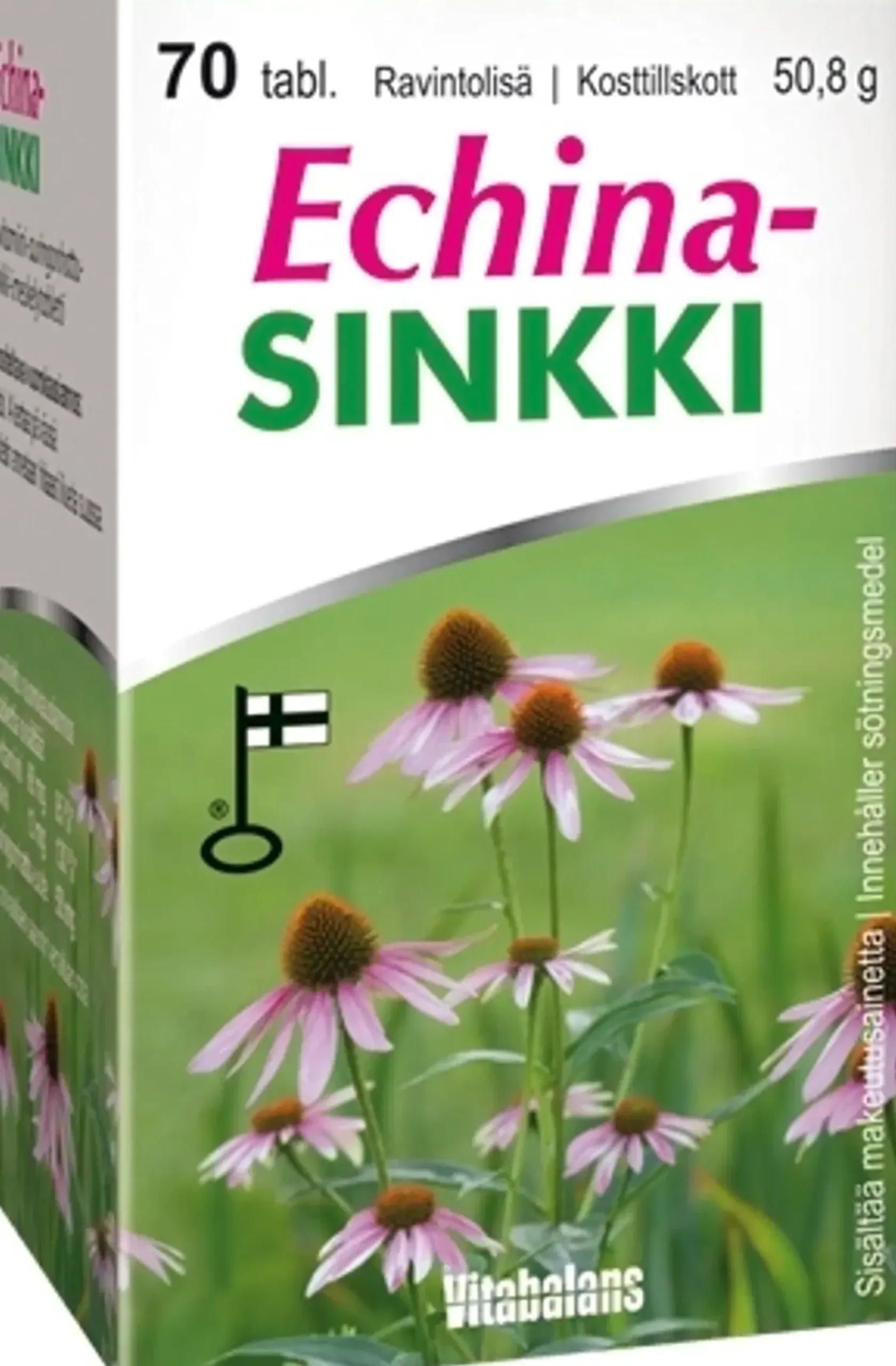 Suomi Echinasinkki 70 tabl., C-vitamiini-auringonhattu-sinkki-imeskelytabletti, Vitabalans