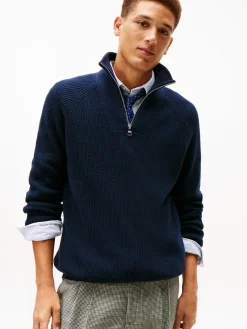 Tommy Hilfiger Fisherman rib zip mock