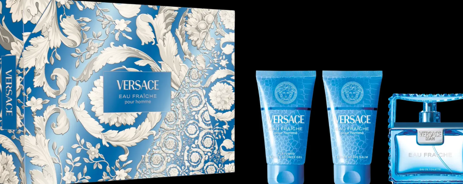 Versace Eau Fraîche lahjapakkaus EdT 50 ml + kylpy- ja suihkugeeli 50 ml + partabalsami 50 ml