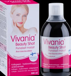 Vivania Beauty Shot punaiset marjat Kollageeni-hyaluronihappo-sinkki 500 ml