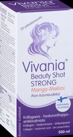 Vivania Beauty Shot Strong Mango-Meloni Kollageeni-hyaluronihappo-sinkki 500 ml