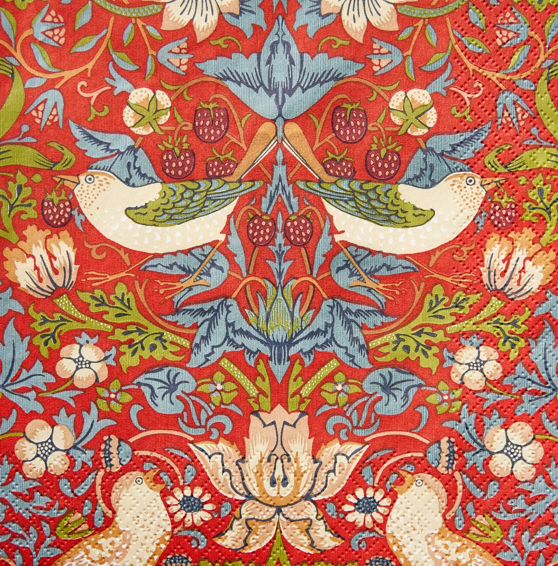 William Morris Strawberry Thief punainen lautasliina 20kpl/24cm